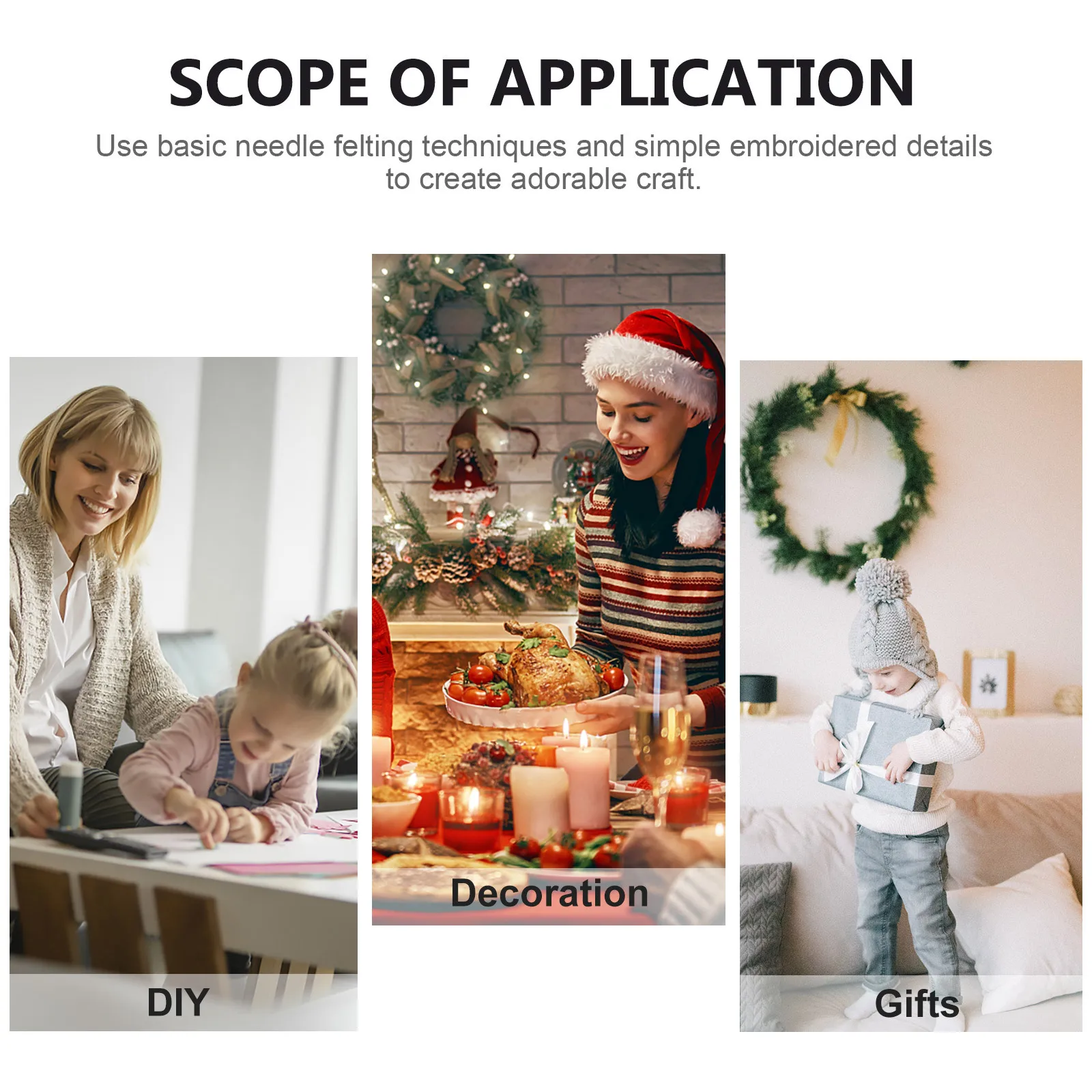 

1Set Christmas Wool Felt Snowman DIY Kit Complete Tools Included for Homemade Decorations Needle Felting Craft Supplies