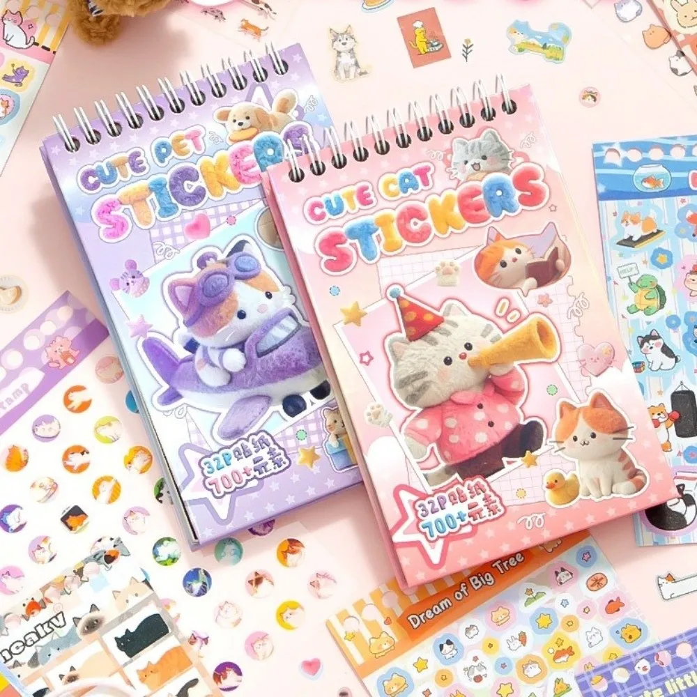 Graffiti Style Pet Sticker Collection 32 Sheets Pack Small Pattern Design Die-Cut Sticker Book Adorable Animal Theme