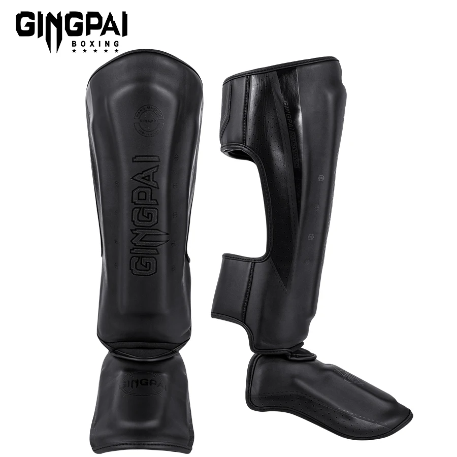 GINGPAI 1 Pair Boxing Shin Guards MMA Ankle Support Men Women Kickboxing Equipment Karate Protectors Sanda Muay Thai Leggings