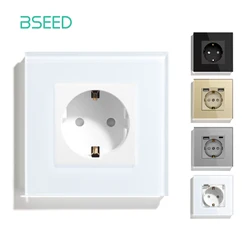 BSEED EU Wall Socket Double USB Phone Charge Type-c Socket Single Glass Crystal Electrical Power Outlet 16A 110V-240V Socket