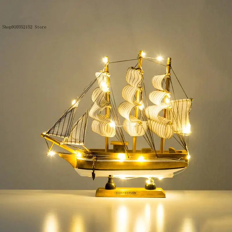 Pirate Ship Sailing Wooden Sailing Model Home Decorative Accessories Living Room Ship Model