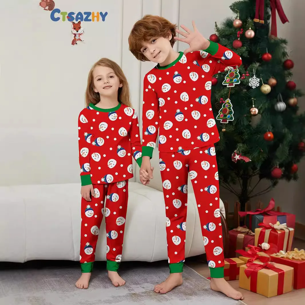

2025 New Santa Claus All Print Family Christmas Pajamas Matching Set for Couples Kids Loose 2pcs Suit Xmas Look Pyjamas