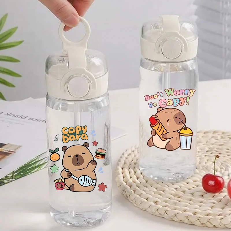 

400ml Capybara Water Bottle Large Capacity Drinking Boy Girl Portable Cartoon Anime Outdoor Sport Water Cup Juice Cup Drinkware