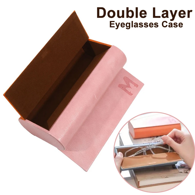 PU Leather Glasses Case Double Layer Eyeglasses Case Fashion Large Capacity  Waterproof Sunglasses Box Men/Women Portable Box