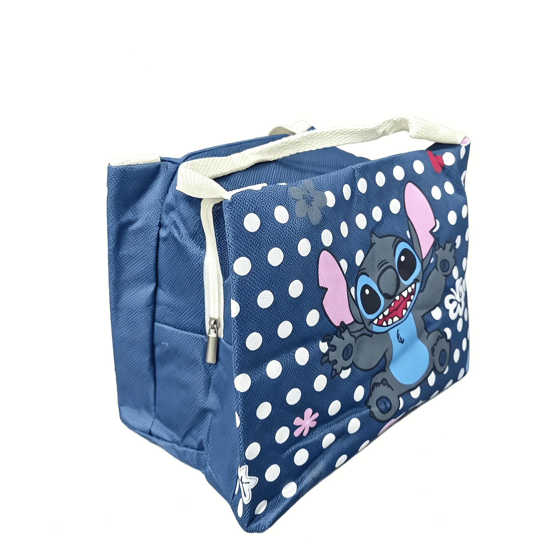 Disney Stitch Sketch Storage Bag, Cartoon Insulated Lunch Bag, Large Capacity Reusable Tote Bag, Suitable for Beach and Picnic