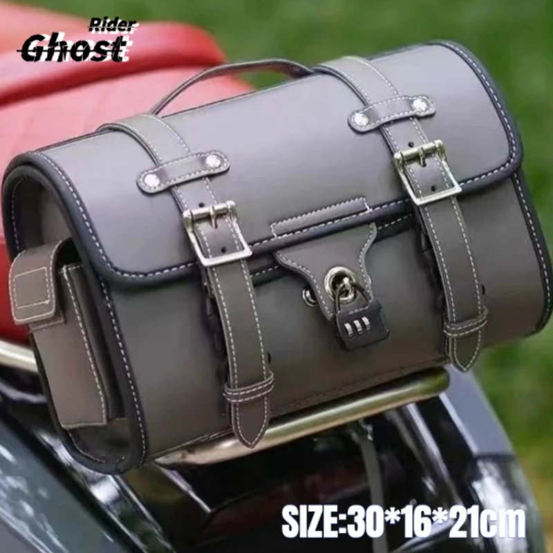 

New Arrival Motorcycle Rear End Bag Mopeds Retro Shelf Bag Retro Back Seat Leather Waterproof Moto Acessorios for Harley
