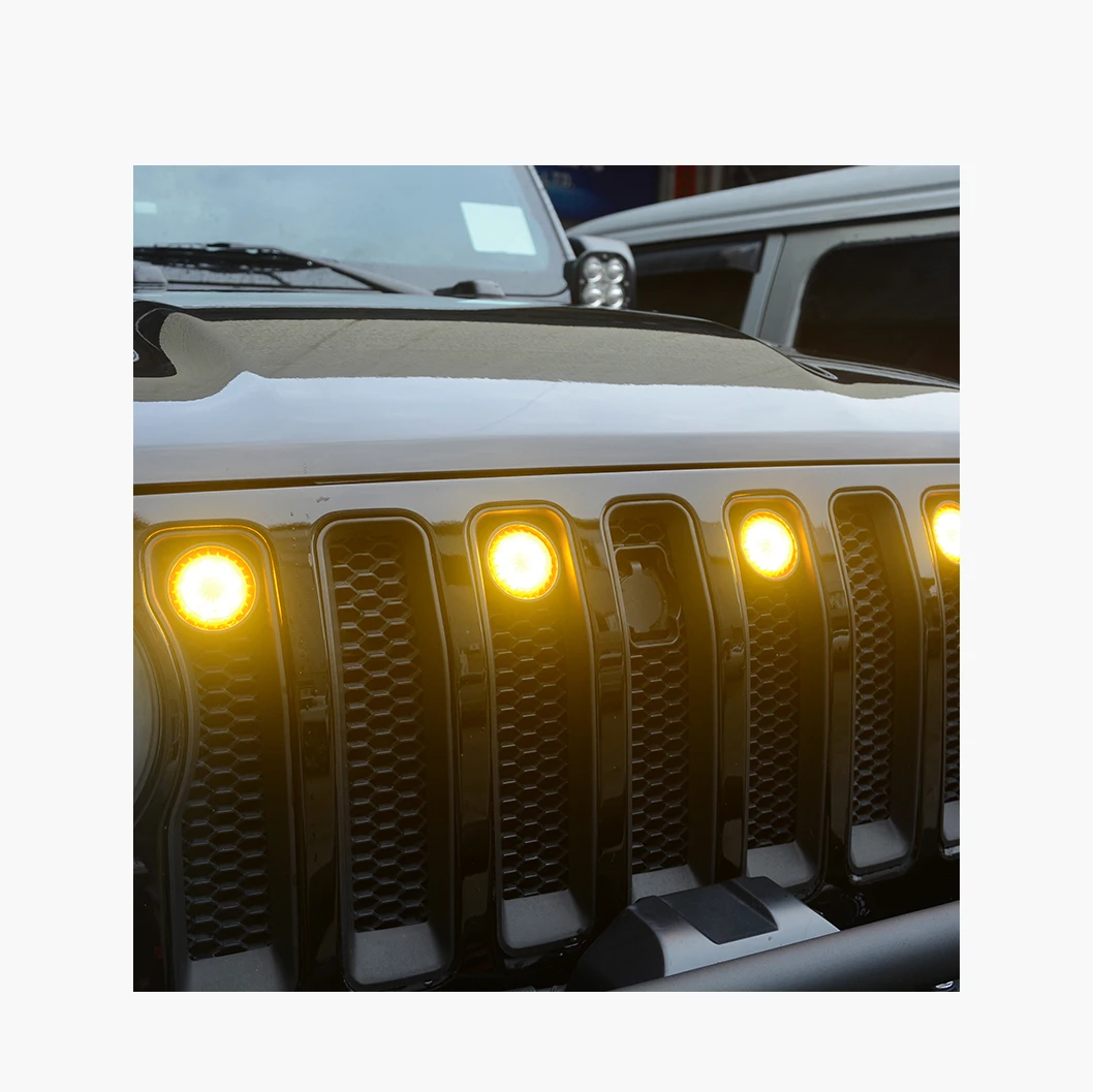 

Original Grille Light 4pcs For Jeep Wrangler JL 18+ Accessories Maiker Manufacturer ABS Front Car Light