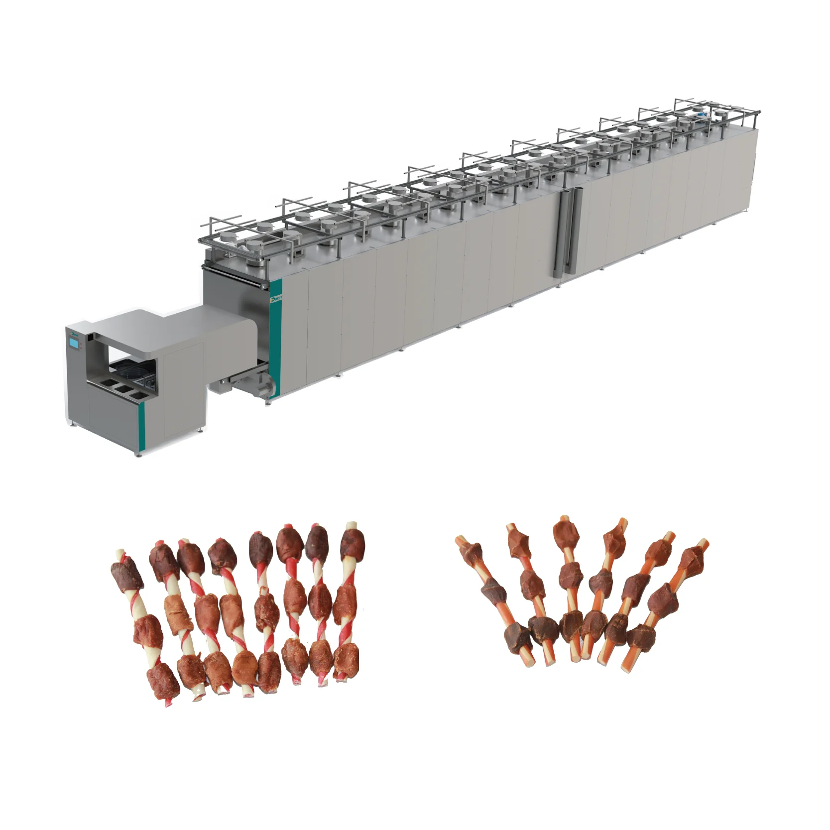 Engine-Powered Industry's First Fully Automated Meat Skewer Production Line for Kabobs Forming and Drying