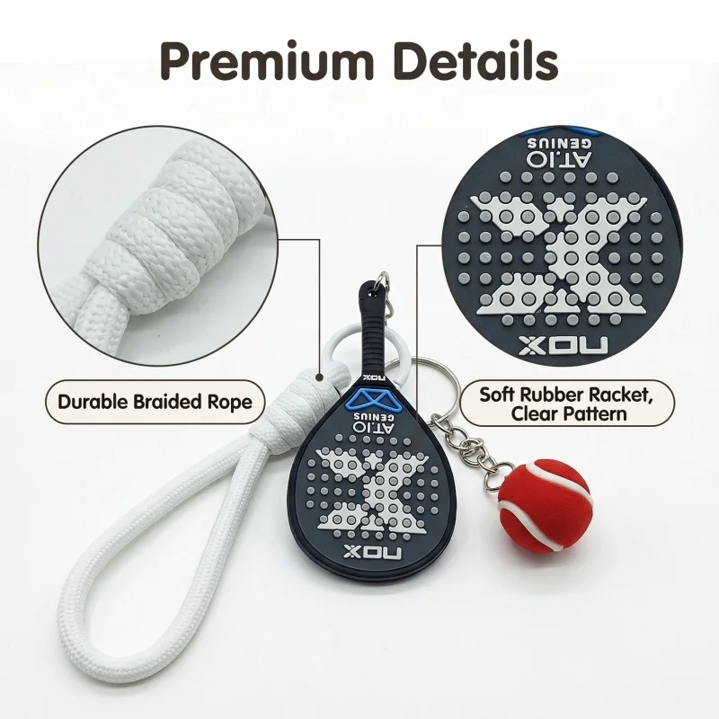 NOX Padel-Schläger-Schlüsselanhänger-Set, Padel-Zubehör, Mini-Paddle-Tennisball-Schlüsselring, Sportgeschenk für Padel-Fans – Detail 3
