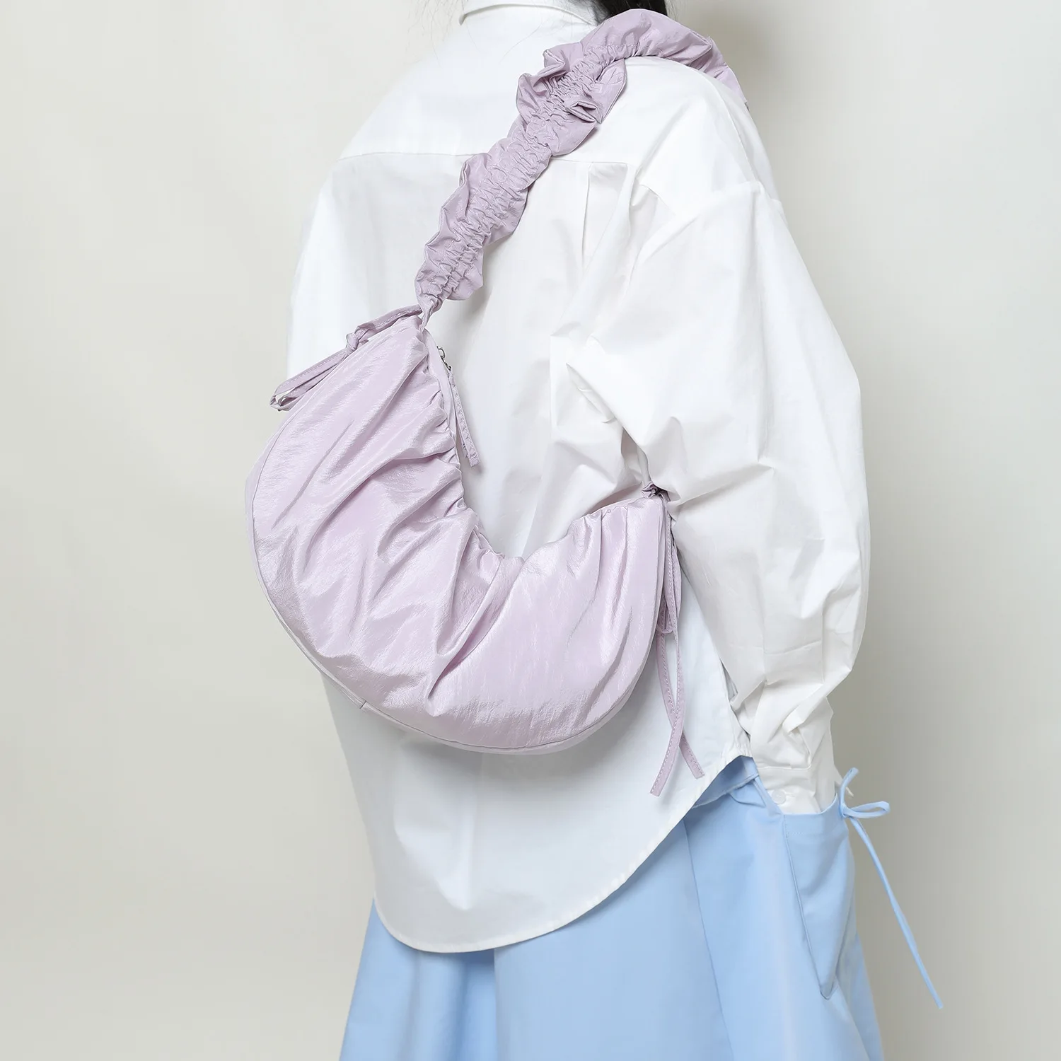 Tote Crossbody Bag Dumpling Wrapper Pleated Cloud Bag Large Capacity Fashional Comfortable All-matching Solid Simple