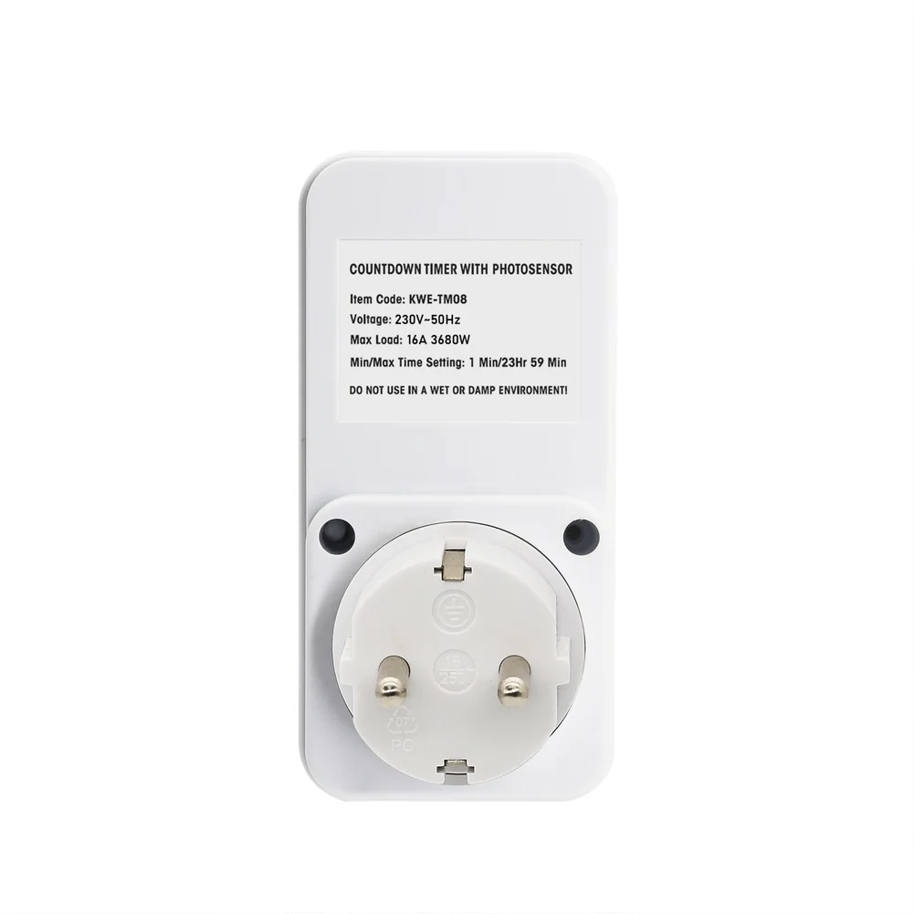 European Style Kitchen Timer Socket with Photosensor Programmable Electronic Countdown Timer for Efficient Appliance Use