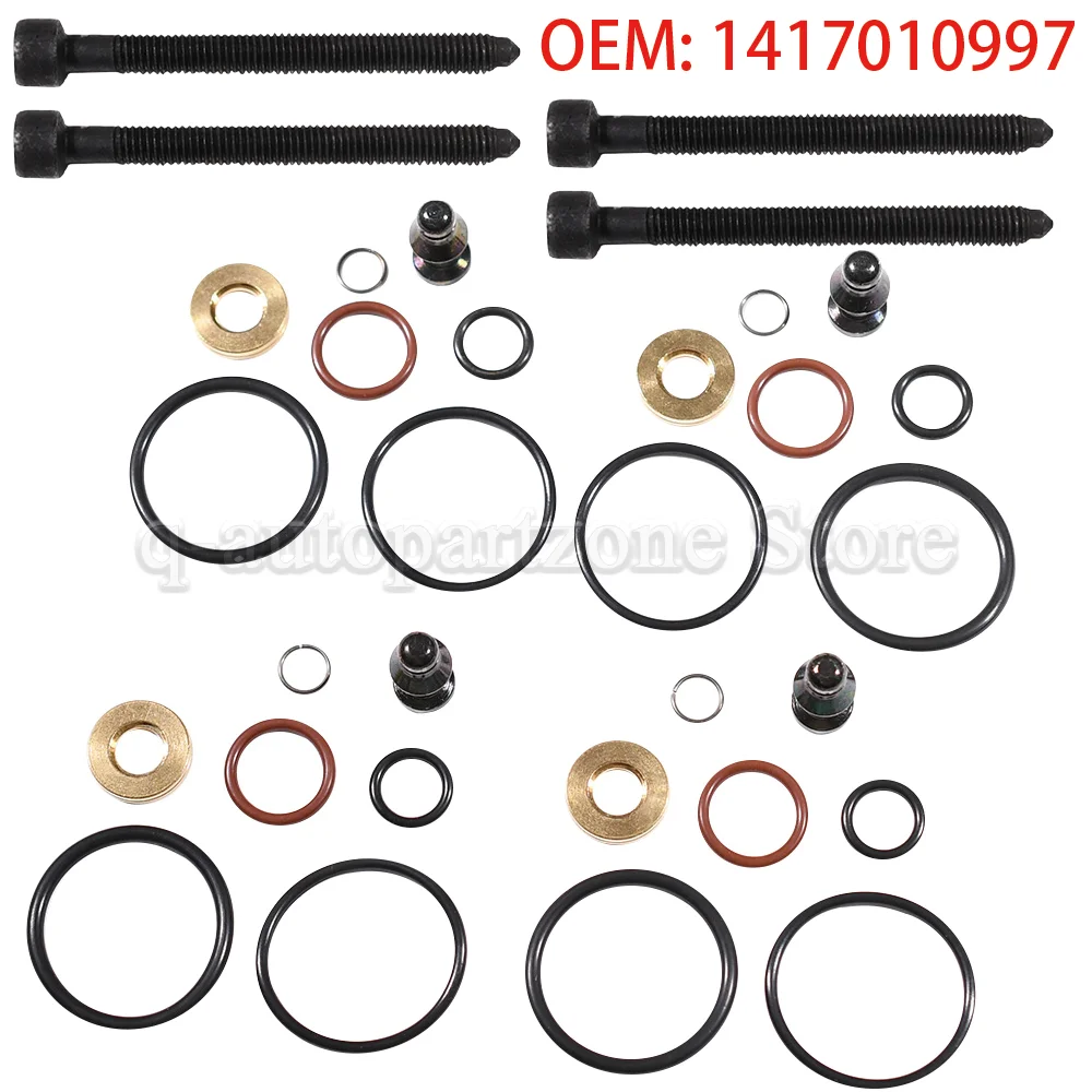 4 PCS Car Fuel Injector Seal Kit Elements + Screws For VW Audi/Transporter 1.4 1.9 2.0 TDI Skoda PD 038103385A 1417010997