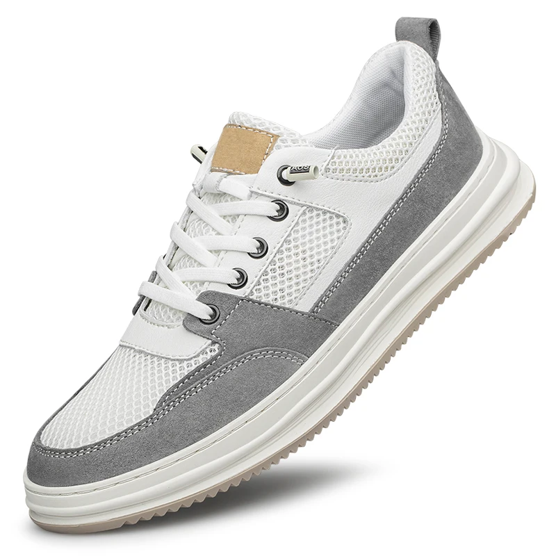 

Summer New Breathable Mesh Comfortable Men Shoes Leather Sneakers Mens Designer Fashion British Style Casual Leather Shoes Walk