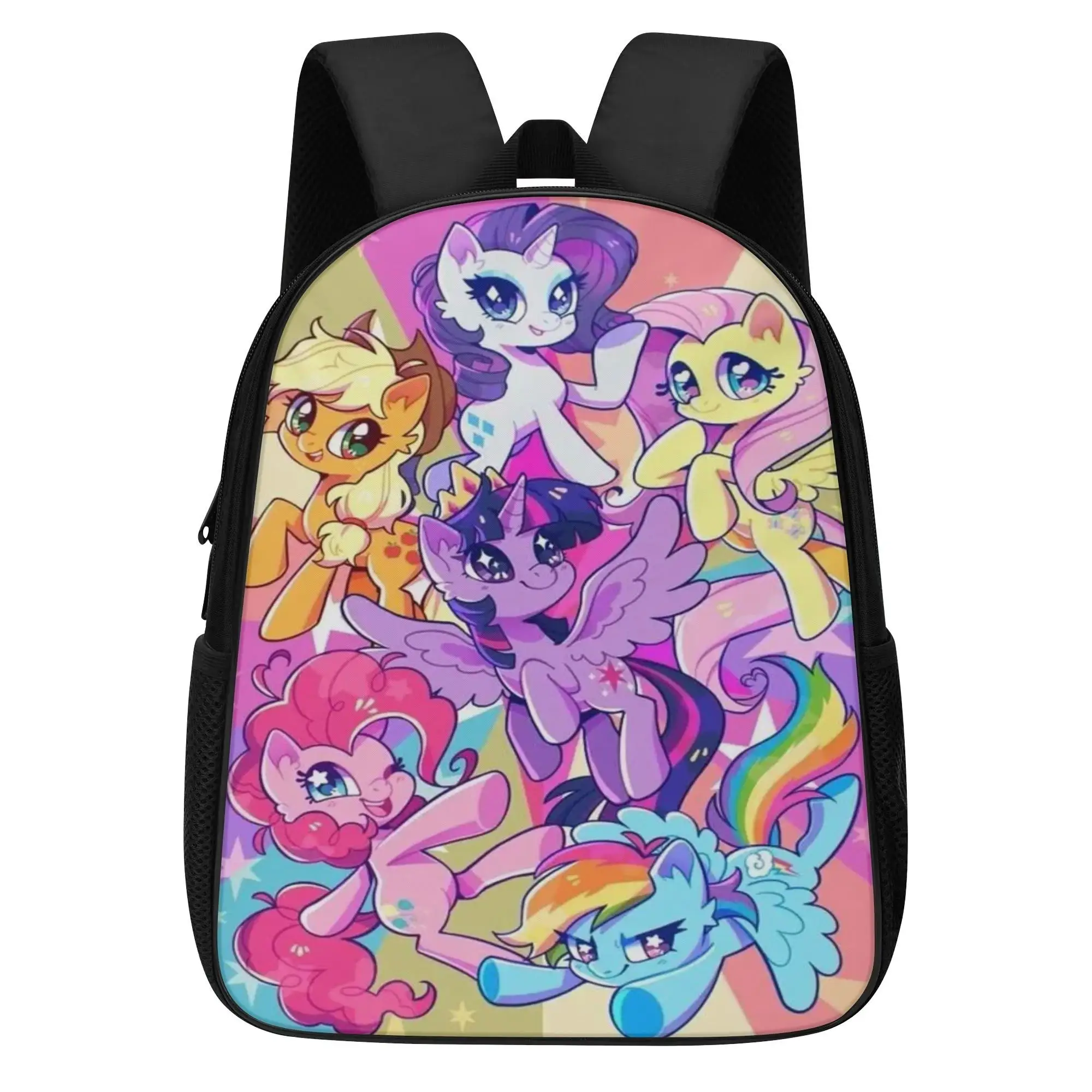 Cute Pony Schoolbag para Meninas, Padrão De Animação, Impressão 3D, Mochila De Viagem, Presente De Aniversário Infantil, Personalizado, 14"