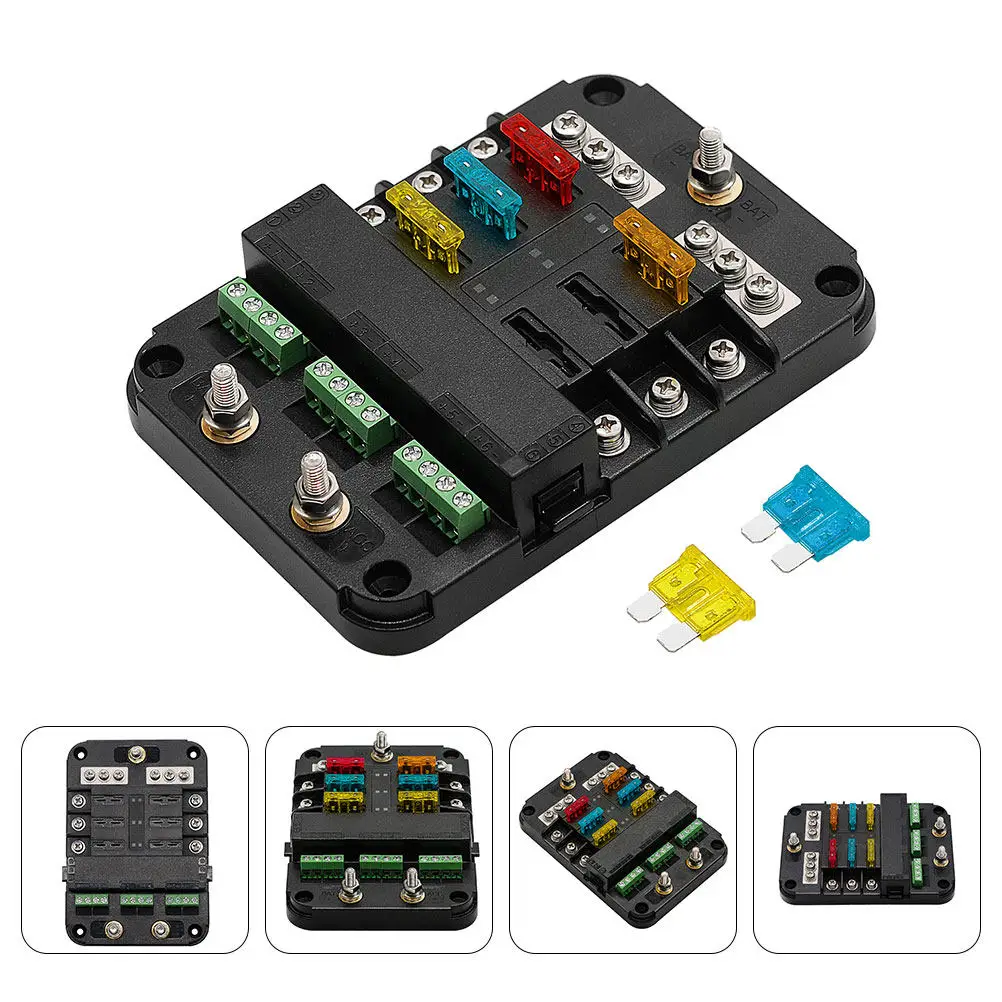 

Fuse Box with Dual Fuses 10V-24V Cut Off Relay Controlled 12V Fuse Panel Marine Boat Distribution