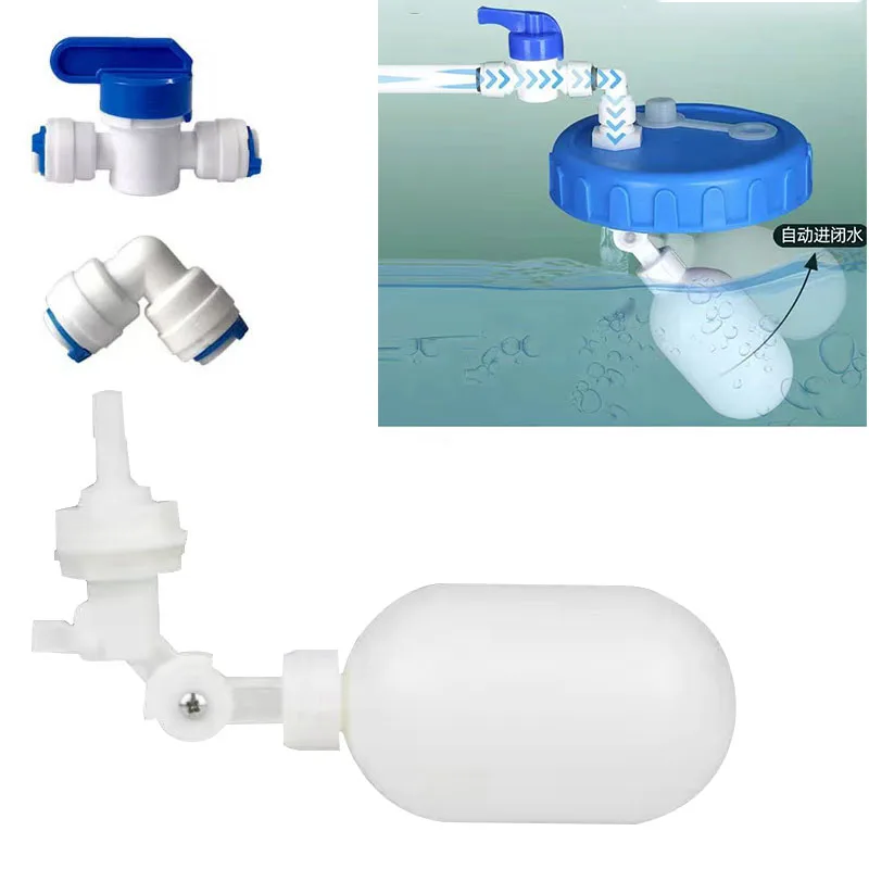 1/4 inch Tube Float Valve Kit for RO Water Reverse Osmosis System (1pc + Ball valve + L+5M pipe)Water Filter Push in to Connect