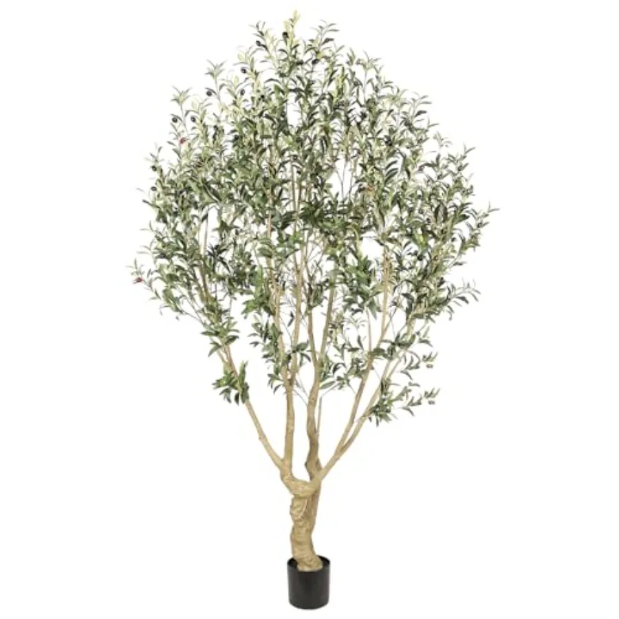 Olivo Artificial de 7 pies, Árbol de Olivo Artificial Grande para Interiores y Exteriores, Decoración de Oficina con Hojas Verdes Realistas y Aceitunas, Gran Tamaño