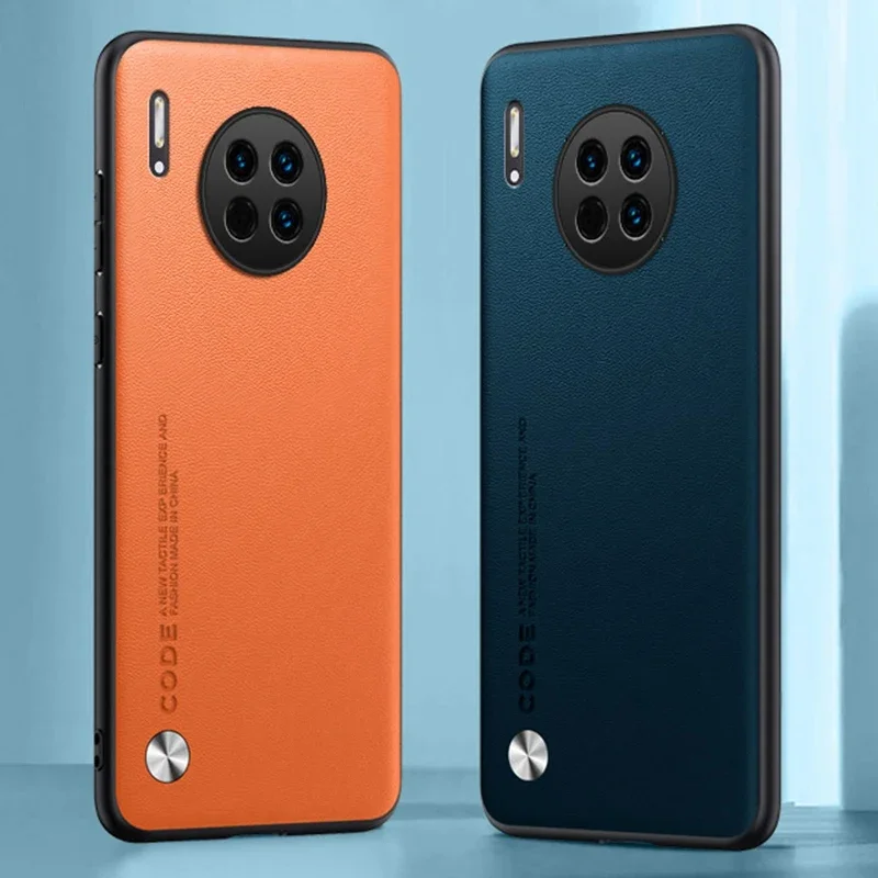 Huawei Mate 30 pro用の豪華なPUレザーケース,シリコン製のバックカバー,Mate 30 lite Mate30rs用の完全な保護