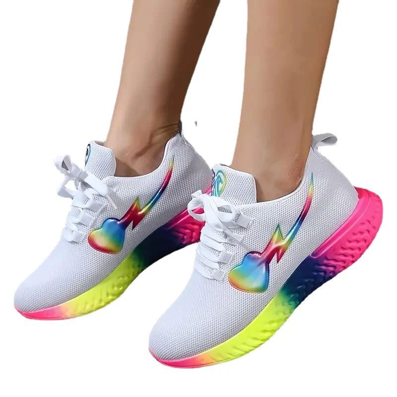 Zapatillas de deporte vulcanizadas para mujer, zapatos informales de suela brillante para correr al aire libre, novedad de verano