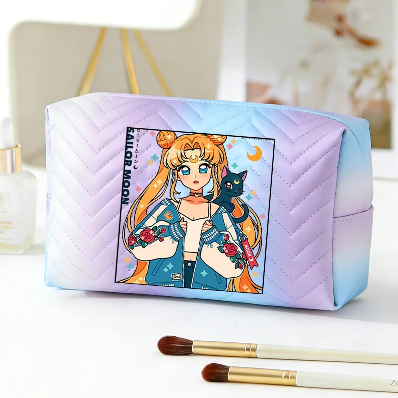 Sailors Moon Girl Cosmetic Bag Kawaii High-capacity Portable Zipper Storage Makeup Tote Coin Purse Cute Women Travel Toilet Bags