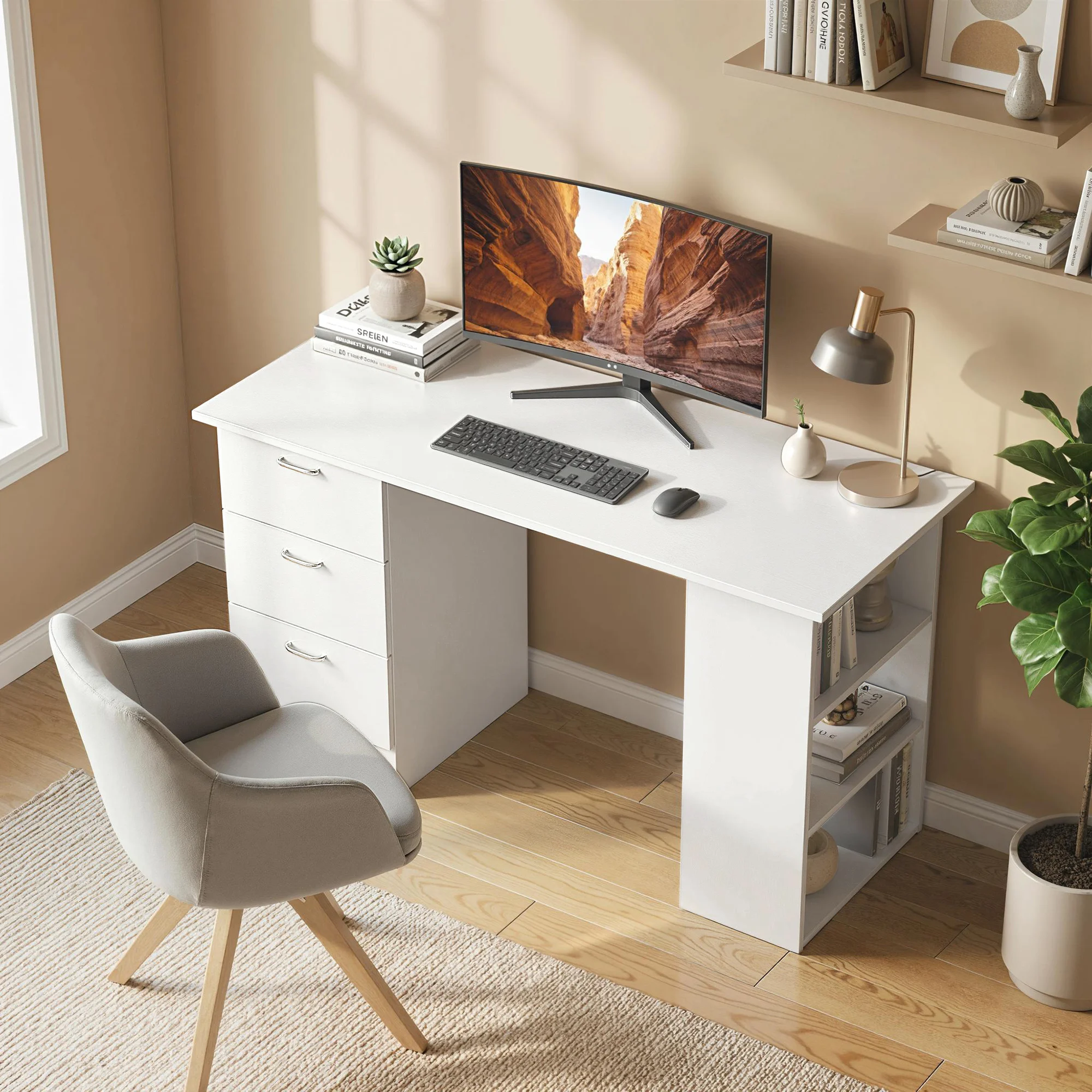 HOMCOM Computer Desk with Drawers, 47