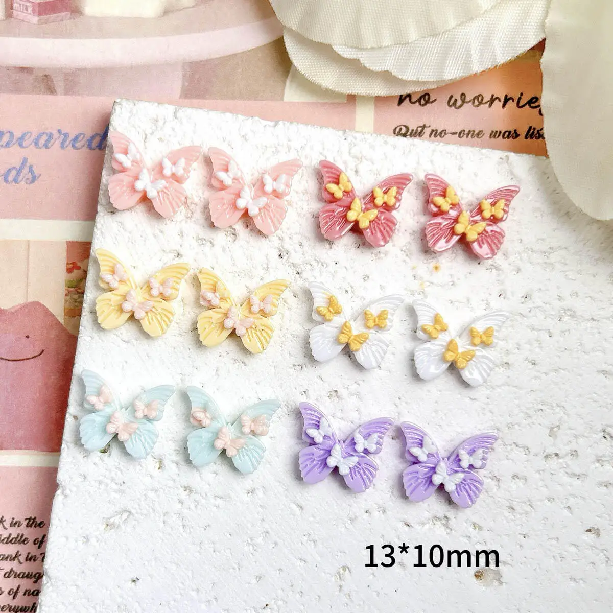 30 pièces fée coloré résine papillon ongles breloques Kawaii papillon Nail Art décoration pièces pour coque de téléphone pinces à cheveux bricolage artisanat