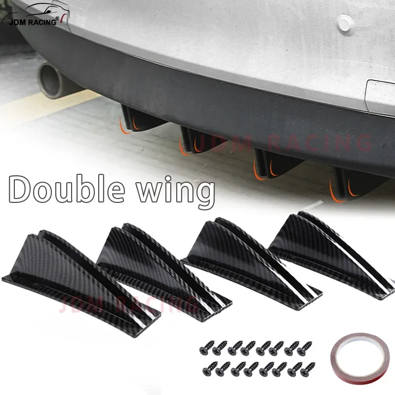 

New 4Pcs Universal Car Rear Bumper Lip Splitter Spoiler Anti-collision Body Bumper Astern protection for Curved Mounting Surface