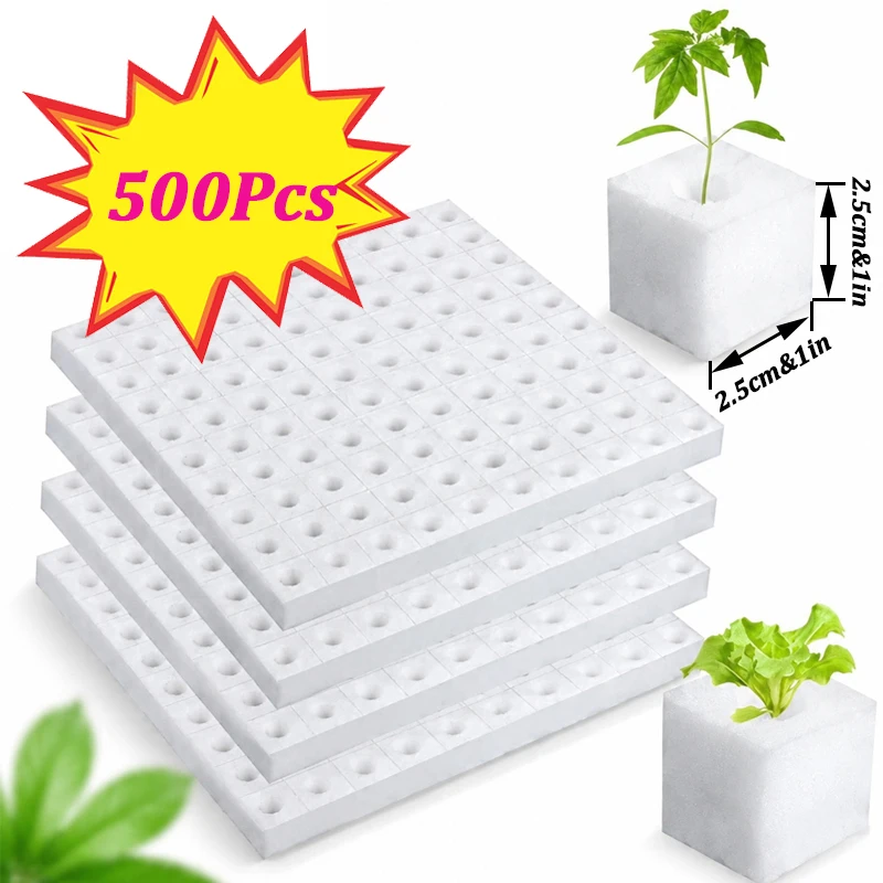 500Pcs Plants Seedling Hydroponic Sponge Squares Household Greenhouse Vegetable Seed Nursery Garden Sponge Soilless Dirt Tool
