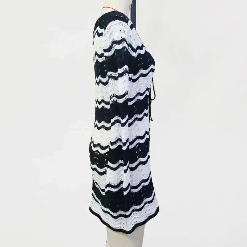 Para Praia-Robe de plage à manches longues, chemise ajourée, cover-up, sexy, vêtements de plage, été, 2025