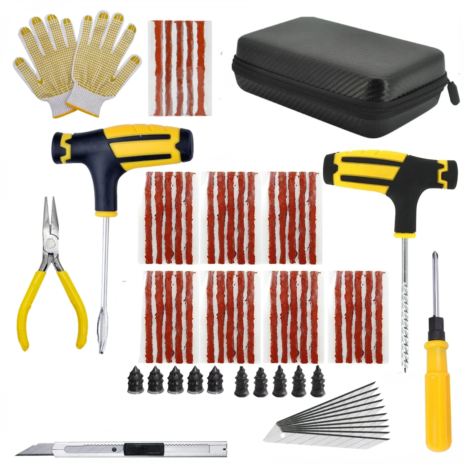 

Car Motorcycle Tire Repair Kit Puncture Plug Tools Tyre Puncture Emergency for Tire Strips Stirring Glue Repair Tool Kit good