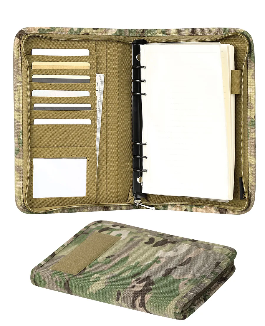 JESJELIU Outdoor Padfolio Ring Binder with 80 Sheets of Loose-Leaf Paper Memorandum A5 Weatherproof Tactical Notebook Camping