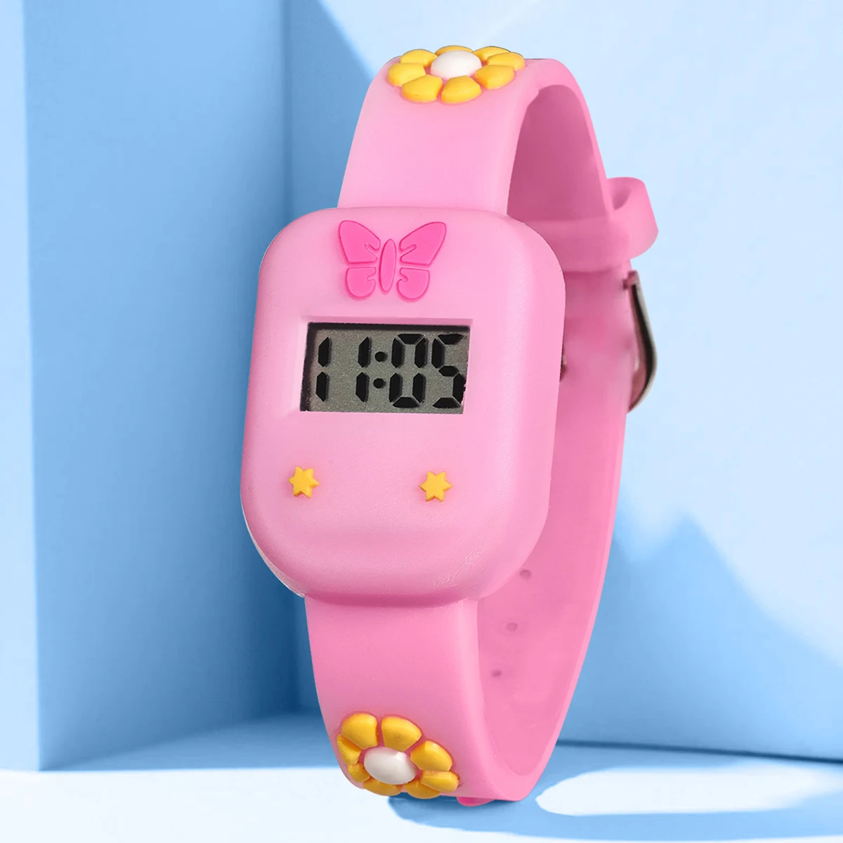 Children\'s Boys and Girls Watch Cartoon Wreath Cute Butterfly Shaped Electronic Watch Student Square Electronic Watch