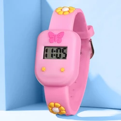 Children's Boys and Girls Watch Cartoon Wreath Cute Butterfly Shaped Electronic Watch Student Square Electronic Watch