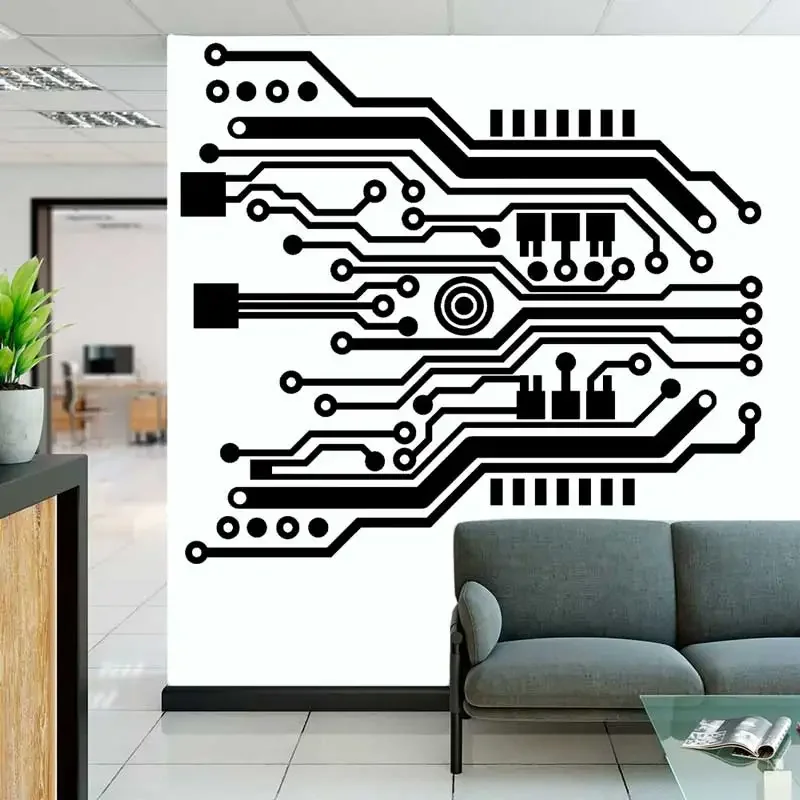 Software Technology Circuit Board Wall Sticker CPU Computer IT Game Studio Software Wall Decal Office Decor Vinyl Decal A310