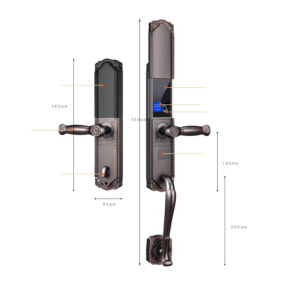 Smart  Fingerprint Lock Home Security Door Double Open Villa Door Lock Smart Remote Electronic Lock