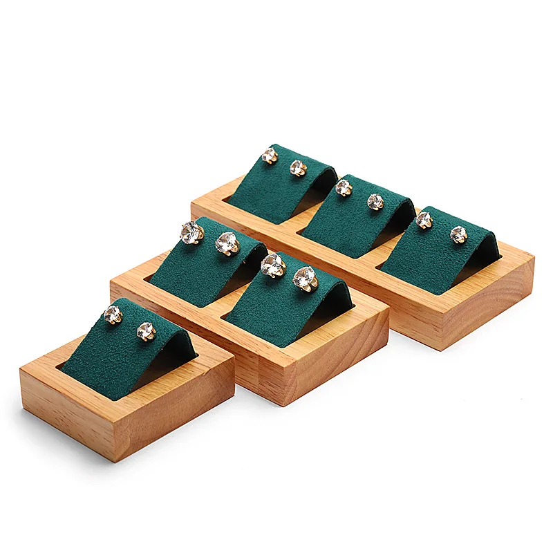 New dark green solid wood jewelry display props stall ear jewelry display rack swing ear stud storage board