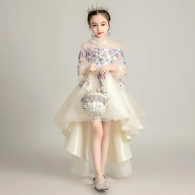 Tulle Fairy dress Children\'s elegant Pageant Dress For girls wedding evening Birthday Party Prom Ball Gown Kid Long Dresses 2024