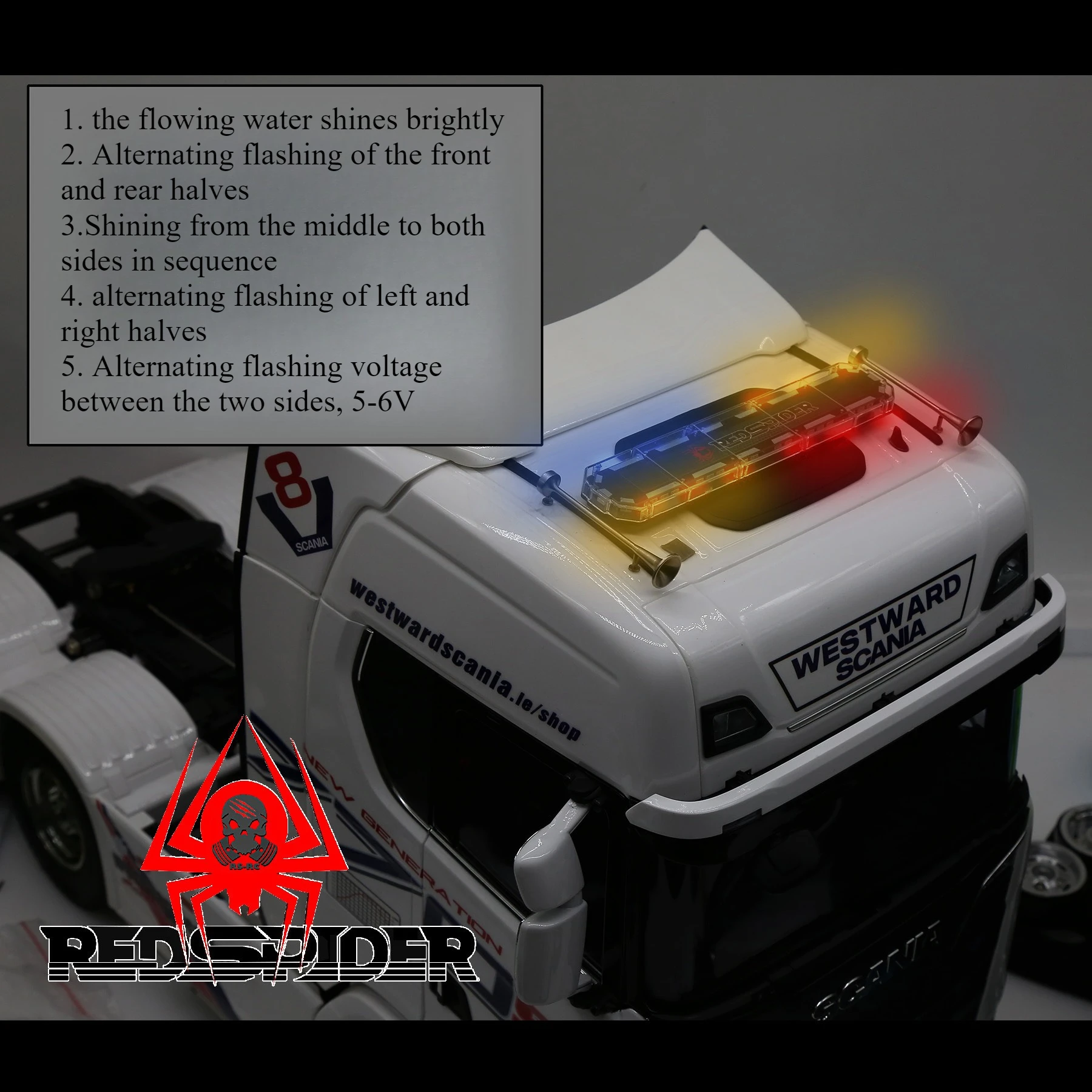 LED Fuoco Ingegneria Veicolo Rosso Blu Giallo Spia per TAMIYA 1/14 Trattore Rimorchio RC Auto In Metallo Aggiornamento OP Parti