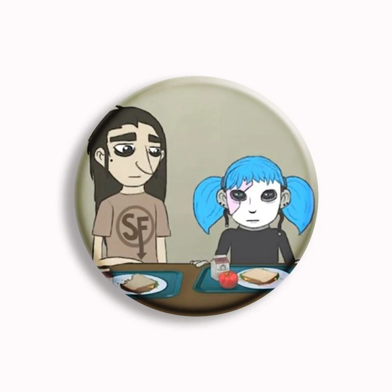 58mm Horror Game Sally Face Vintage Cartoon Button Pin Creative Sal Cool Punk Art Brooch Badge Game Lover Collect Friends Gift