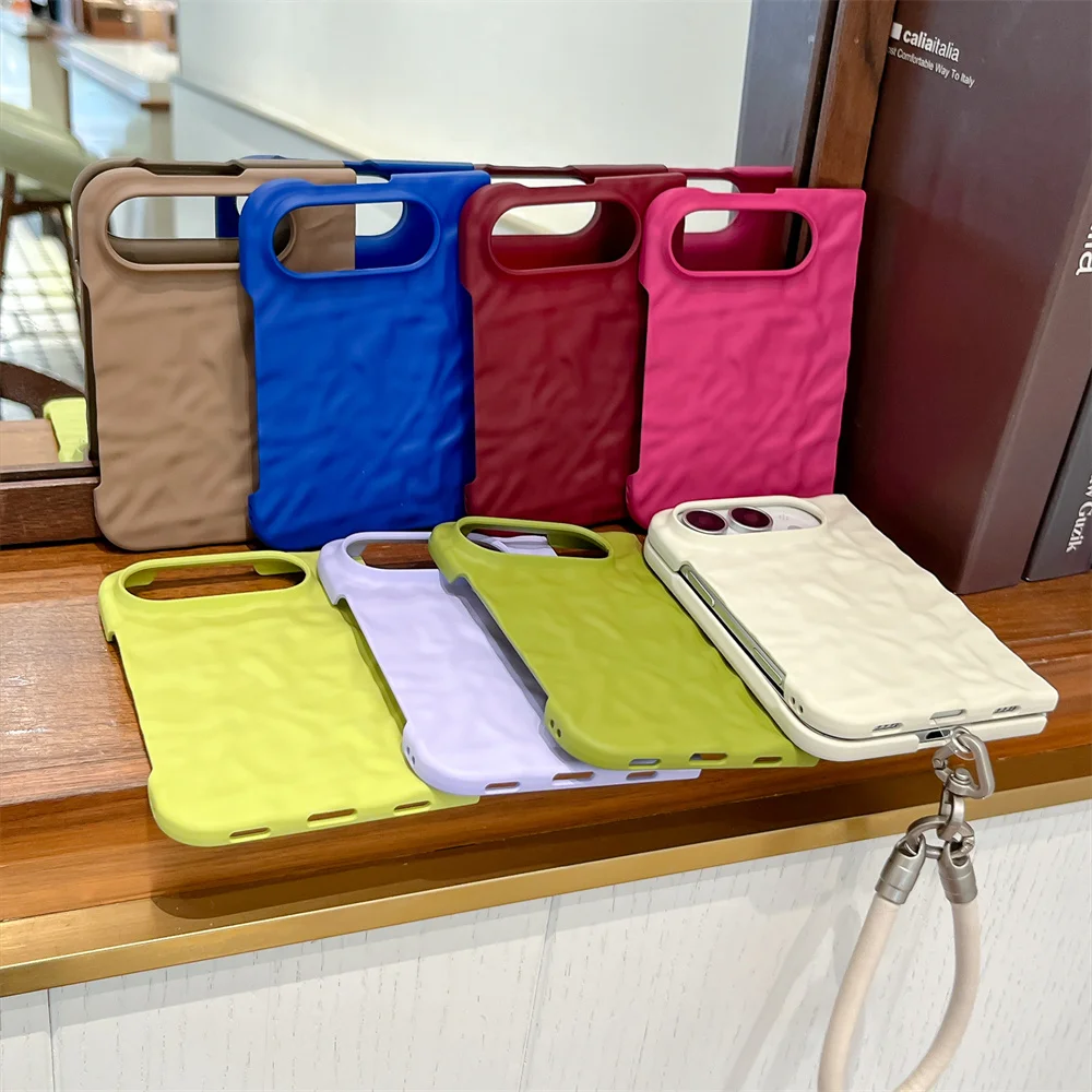 Korea Ins Kawaii Crystal Beaded Chain Phone Case For iPhone Duo Adsorption Fold Cover Shockproof Protective Cases with Chain