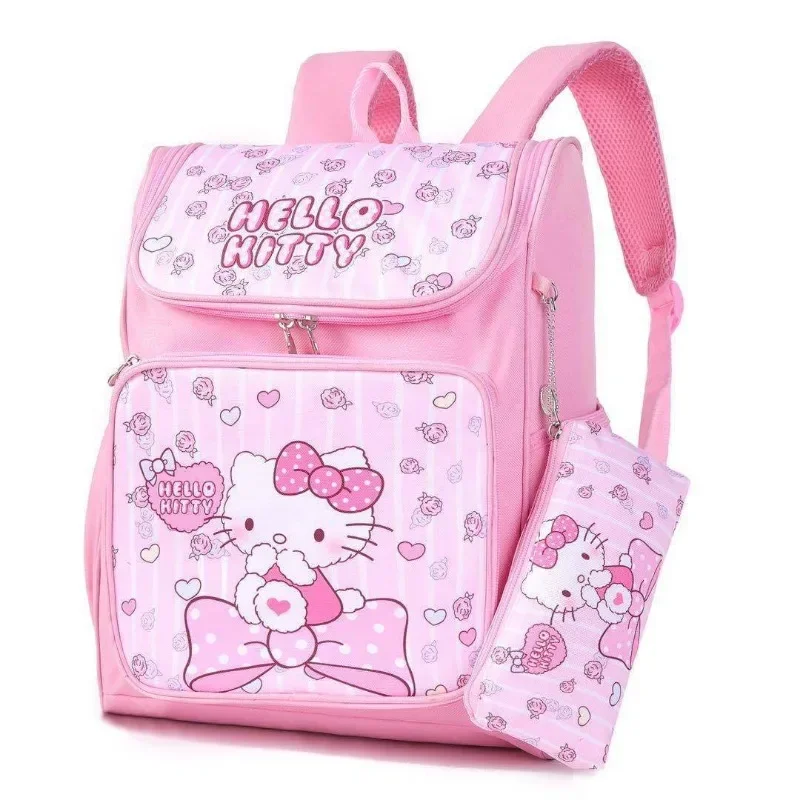 Anime Cartoon Hello Kitty Kuromi School Bags Backpack Satchel for Students Girls with Pencil Case for 3-10year Pink Pack