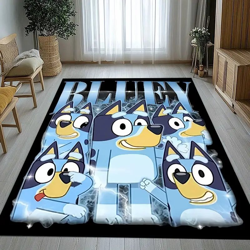 Cartoon Blue Dog Puppy Bingo Soft Non-Slip Large Area Rug for Living Room,Bedroom Playroom Carpet Mat for Sofa,Home Decor Gift