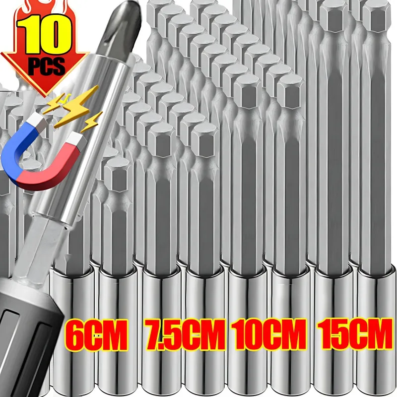 10/1pcs Magnetic Screwdriver Extension Hexagonal Handle Connecting Rod Steel Screwdrivers Bit Holder Power Tools 60/75/100/150mm