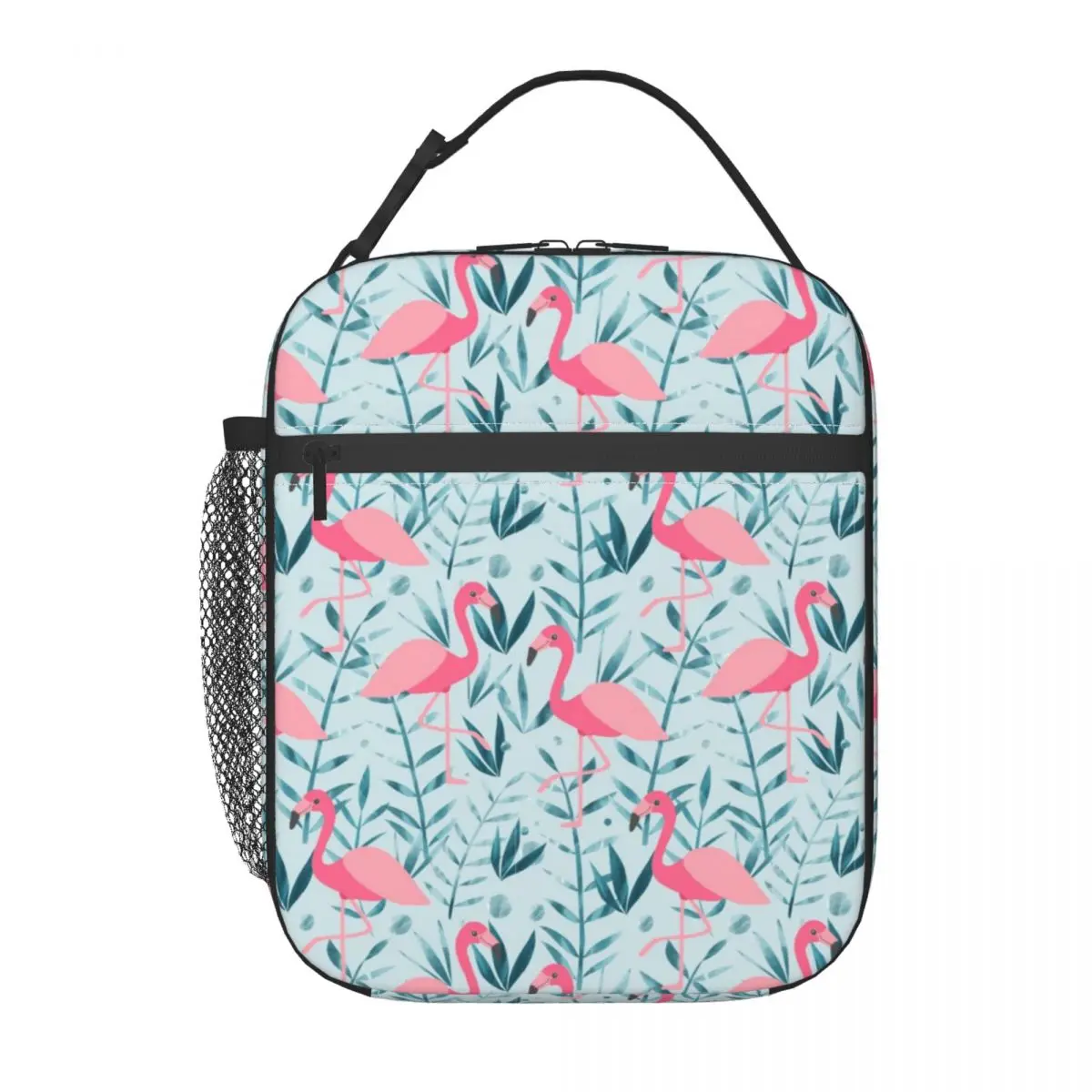 Flamingo Bird Flowers Insulated Lunch Bag for Work School Leakproof Cooler Thermal Bento Box Women Kids