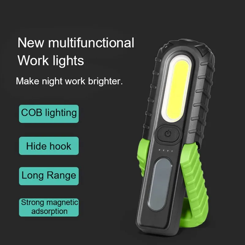 High Bright LED Flashlight COB Car Repair Magnetic Light Portable Outdoor Hiking Camping Emergency Lighting Work Lamp With Hook