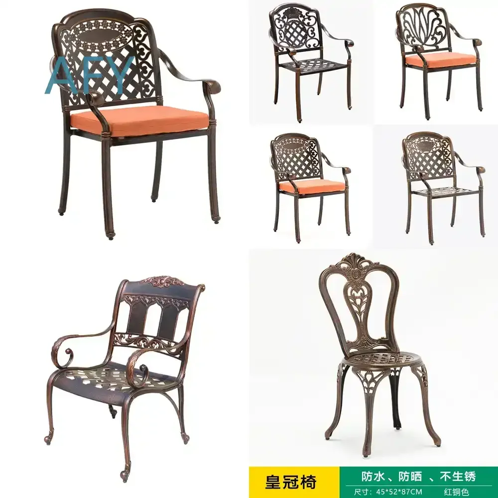 Outdoor Cast Aluminum Chair and Table Set for Balcony Garden Patio Waterproof Dining Table for Outdoor Use Cast Aluminum