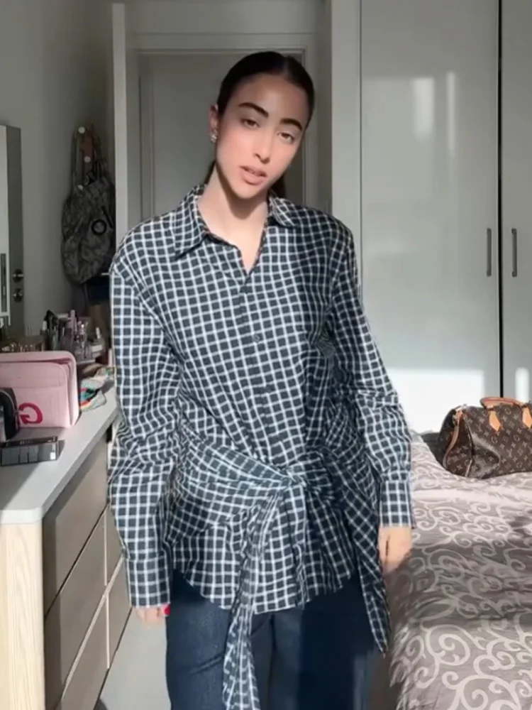 

Женская весенняя модная универсальная рубашка в клетку с длинным рукавом, повседневная блузка в уличном стиле на одной пуговице, 5 цветов