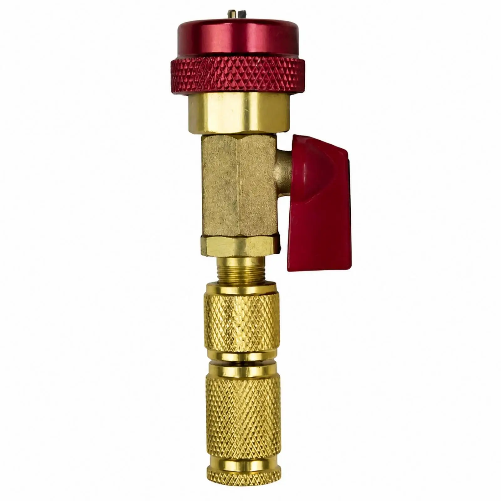 Auto AC Valve Core Removal and Installation Tool for Air Conditioner Service with Brass Colored Steel Body and Knurled Grip