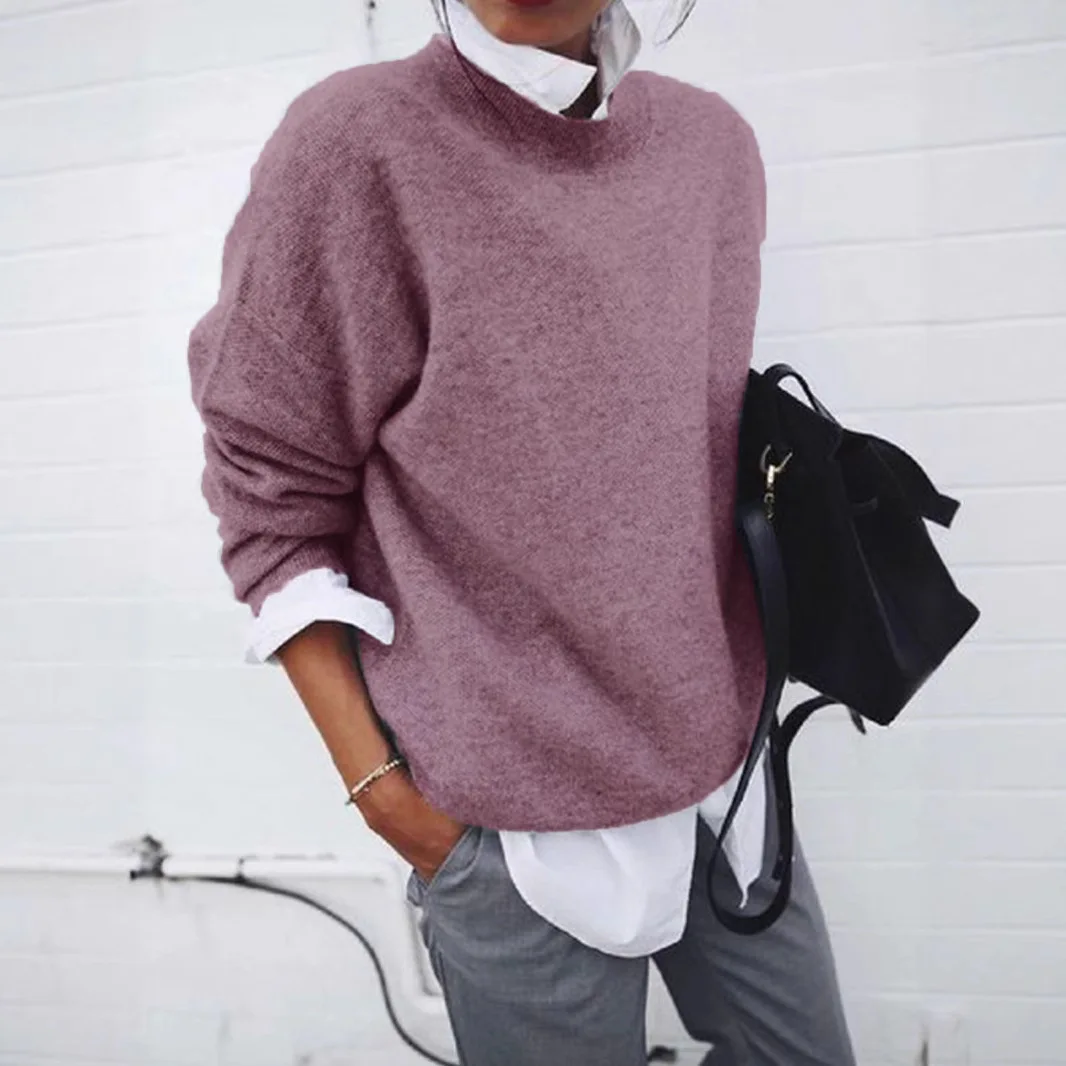 Bild 5: 2026 Damen Neue Modetrend Locker und Bequem Einfarbig Fake-Zweiteiler Revers Langarm Patchwork Damenhemd Pullover