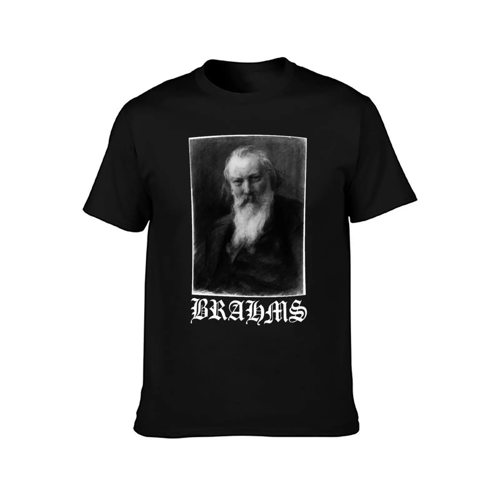 Johannes Brahms Black Metal Style Logo T-Shirt, Summer Casual Cotton Tee, Oversized Streetwear Tops, Vintage Graphic Print